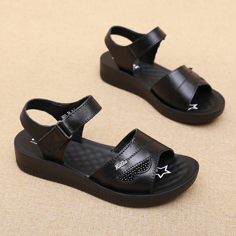 Formal Women Daily Wear Sandals - Sandali Neri in Pelle con Cinturino
