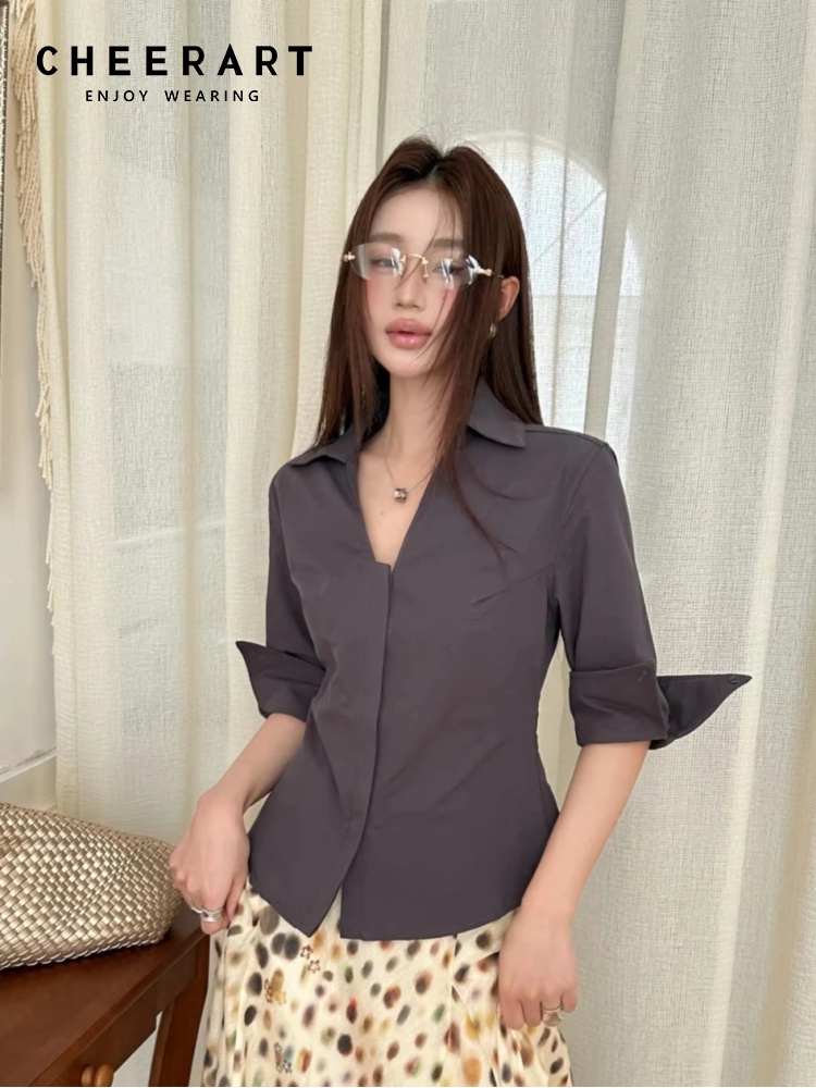 Women Formal Wear Korean - CHEERART Camicette e Bluse da Donna