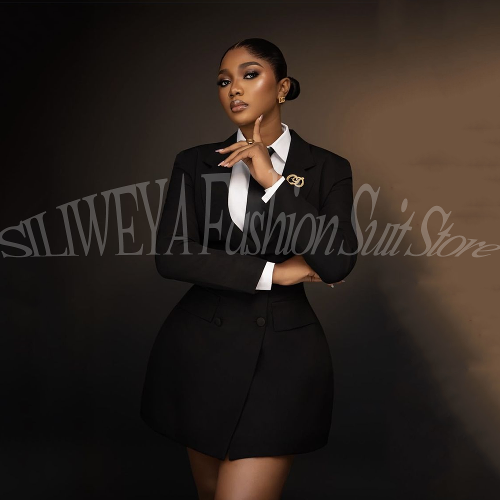 Women Formal Wear Korean - Elegante Completo Blazer Nero da Donna