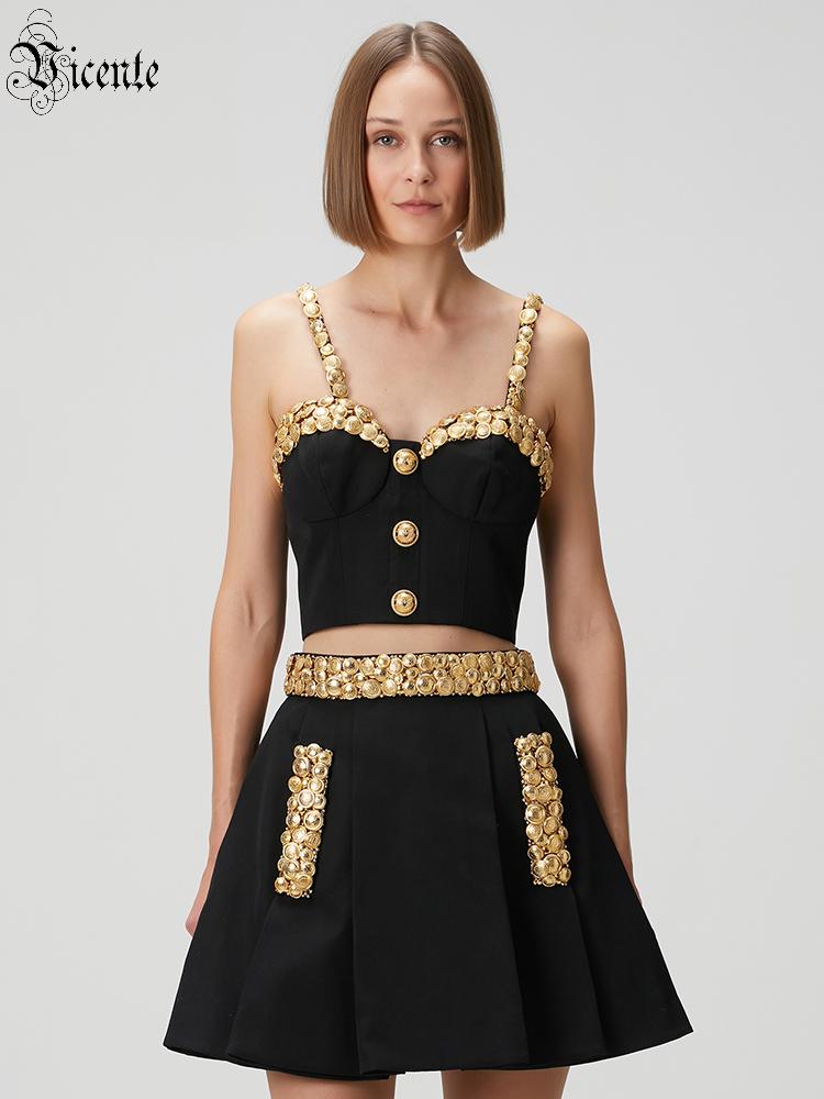 Women'S Formal Evening Wear Tops - VC Abito nero a due pezzi