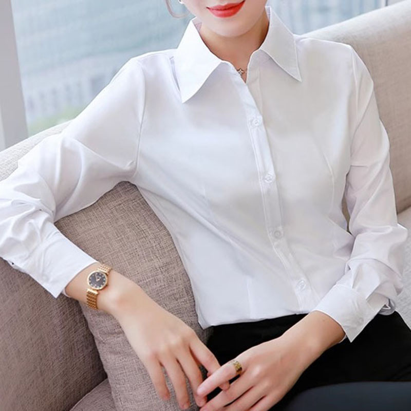 Women Formal Wear Korean - Camicie Bianche Slim Fit Formali da