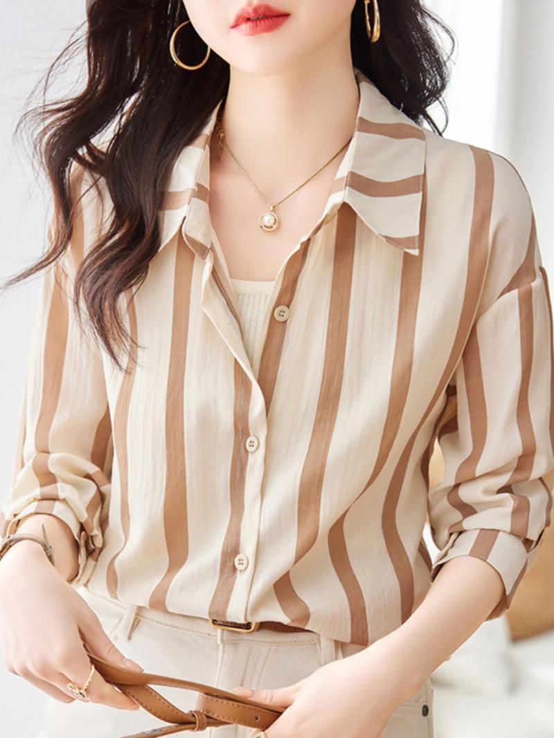 Women'S Formal Evening Wear Tops - Camicia a maniche lunghe a righe